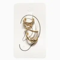 Серьги "Каффы" набор 3 шт., мятый, цвет золото