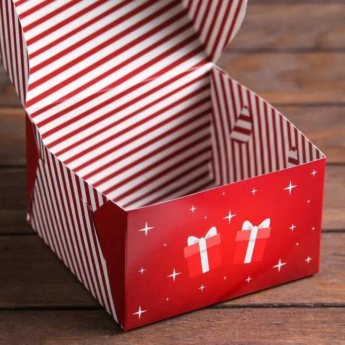 Коробка складная, двухсторонняя, Merry Christmas, 16&times;16&times;10 см