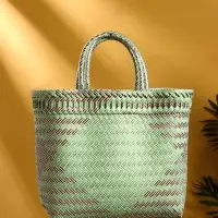 Сумка плетёная, 30&times;15&times;35 см, пластик, чёрно-бирюзовая