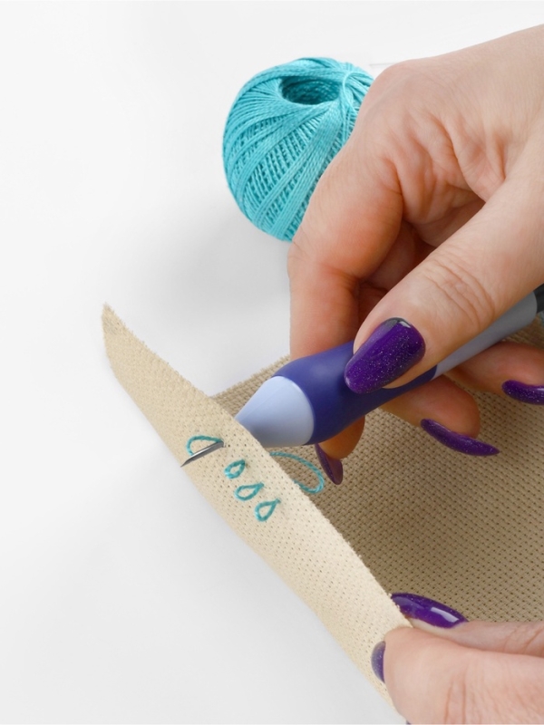 Игла для выш-я по ковровой технике d1,3/1,6/2,2мм SKC с нитев-м блистер голубой/синий TR