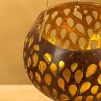 Подсвечник подвесной из кокоса, 12-14 см, коричневый