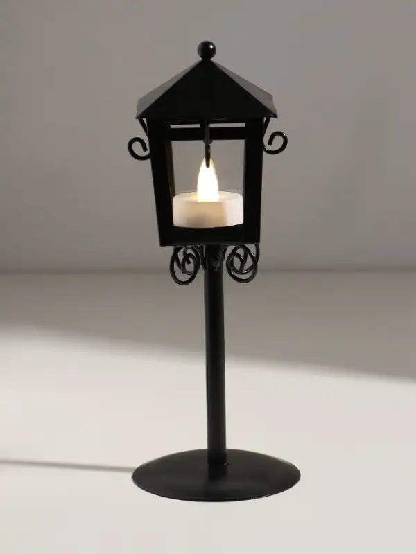 Подсвечник металл 1 свеча "Фонарь" черный 24х9х9 см