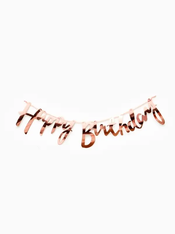Гирлянда "Happy Birthday" надпись, розовое золото