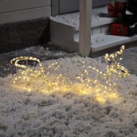 Светодиодная фигура &laquo;Олень с санями&raquo;, олень: 48 &times; 48 &times; 19 см, сани: 45 &times; 23 &times; 23 см, дюралайт, 216 LED, 220 В, мерцание, свечение белое/тёплое белое