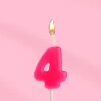 Свеча для торта &laquo;Неоновая&raquo;, цифра 4, розовая