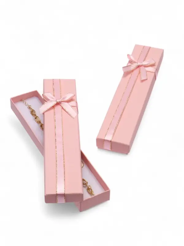 Набор короборчек подарочных 6 шт.  под браслет/цепочку/часы, 21*4*2, цвет розовый с перламутровым бл