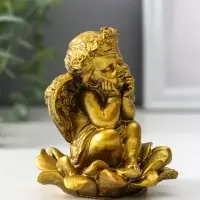 Фигура &laquo;Ангел на цветке&raquo;, 8.5&times;7.5&times;7 см, золото