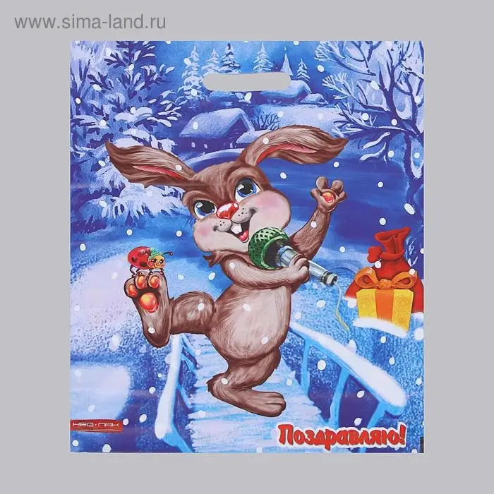 Пакет &laquo;Веселый зайка&raquo;, полиэтиленовый с вырубной ручкой, 38&times;47 см