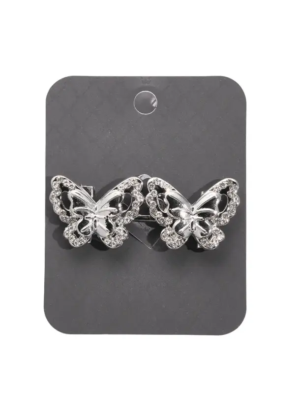 Зажим для кардигана "Ажур", бабочка, искра, цвет белый в серебре