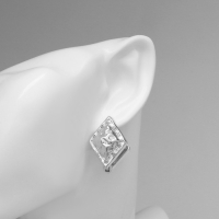 Серьги металл &laquo;Аккорд&raquo; ромб, цвет серебро