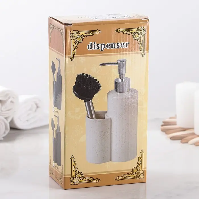 Дозатор для моющего средства с щёткой &laquo;Минимал&raquo;, цвет чёрный