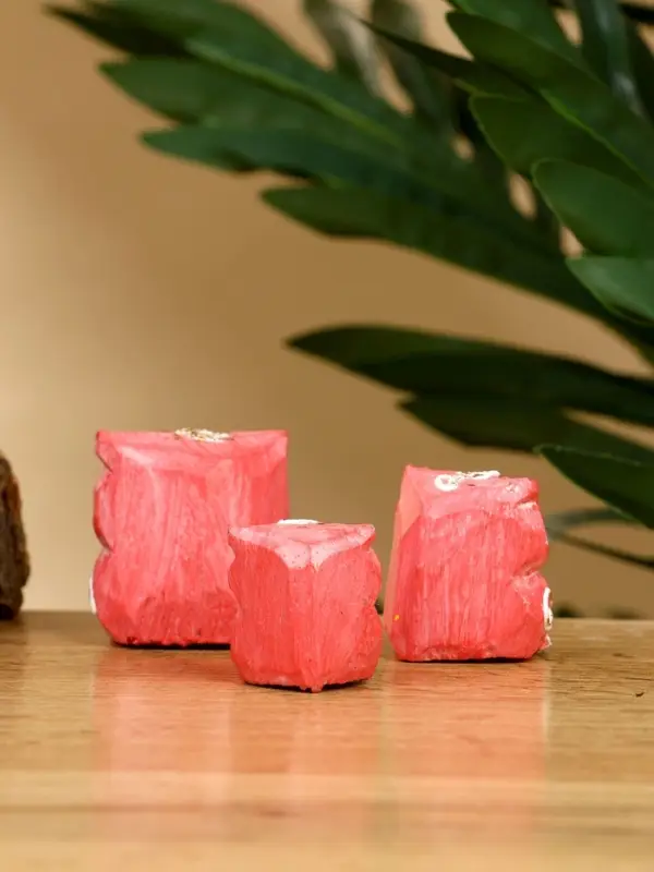 Набор сувенирный "Совята" дерево H 4, 3, 2 см, цв. розовый