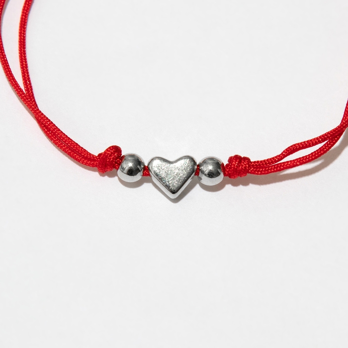 Новый год! Браслет &laquo;Зайка&raquo; сердце, цвет красный с серебром