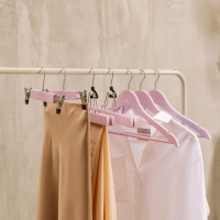 Вешалки для брюк и юбок LaDо́m Brillant, 28&times;12&times;2,8 см, 2 шт, деревянные, с зажимами, цвет розовый