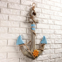 Якорь интерьерный с веревкой и штурвалом, 60*44см