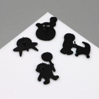 Набор значков (4шт) «Космос», цветные в чёрном металле Набор значков (4шт) «Космос», цветные в чёрном металле