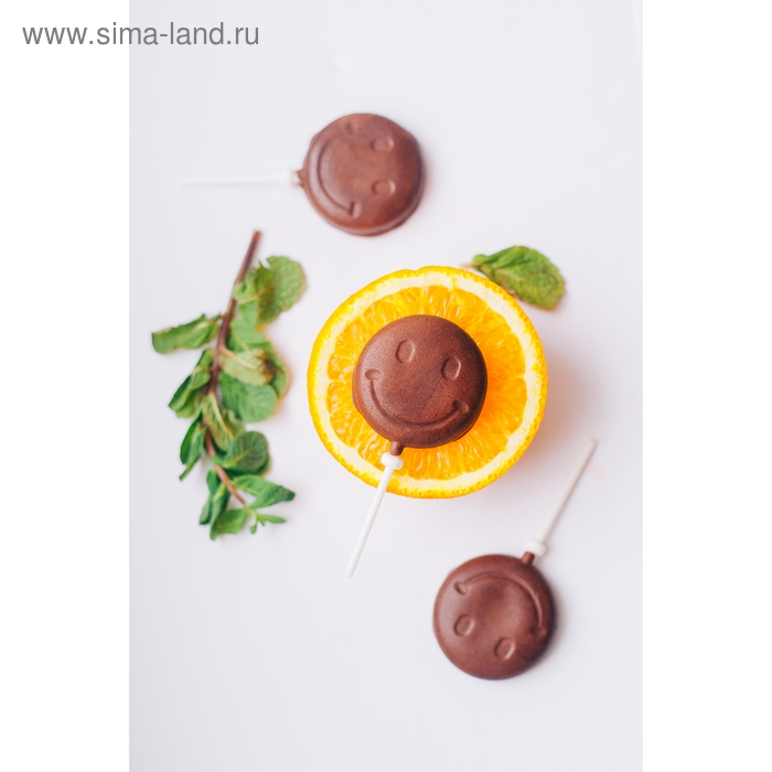 Форма для леденцов Доляна &laquo;Смайл&raquo;, силикон, 24&times;9,5 см, 6 ячеек (d=4 см), с палочками, цвет МИКС