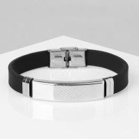 Браслет унисекс «Стиль» прямоугольник с узором, цвет чёрный с серебром, 22 см Браслет унисекс «Стиль» прямоугольник с узором, цвет чёрный с серебром, 22 см