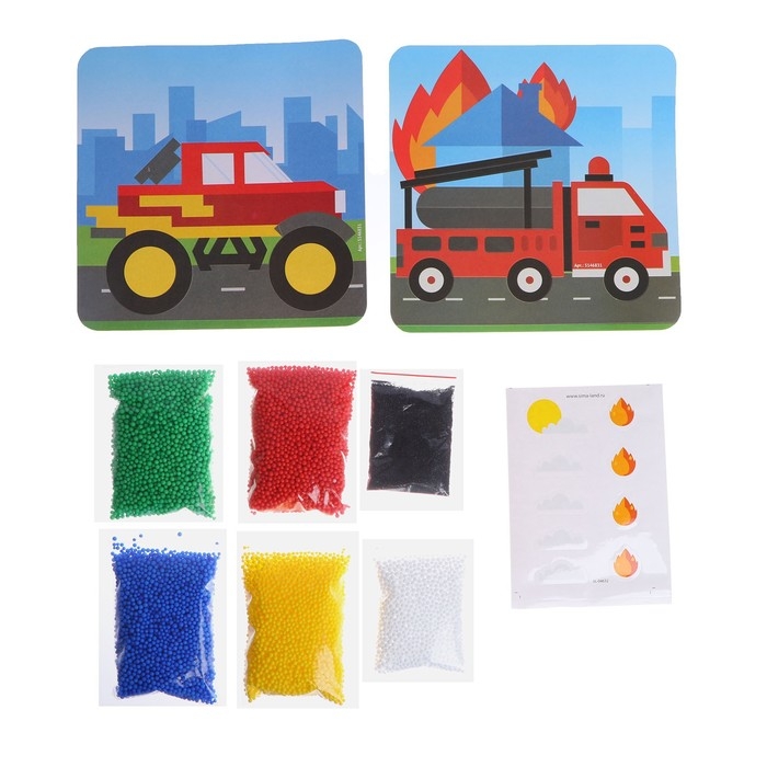 Набор для творчества &laquo;Волшебная аппликация&raquo;, пенопластовыми шариками, машинки, 3+