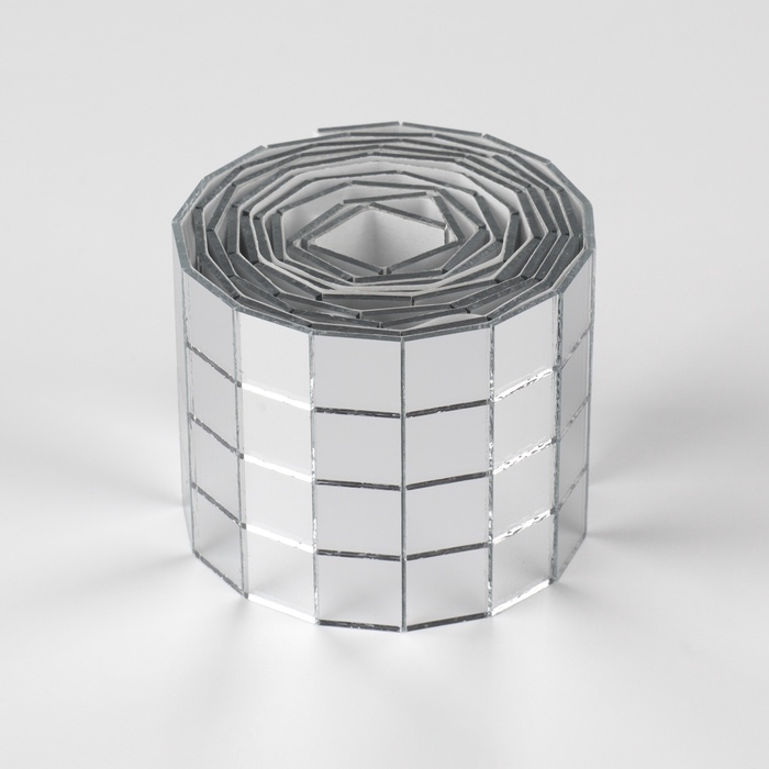 Зеркальная мозайка клеевая, 1 &times; 1 см, 4 ряда 4 см &times; 1 м, серебряное стекло