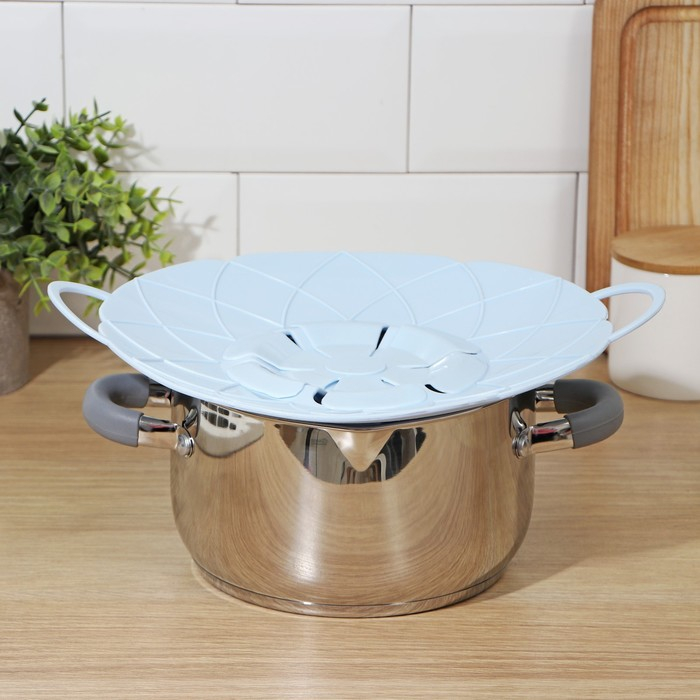 Крышка-невыкипайка силиконовая Доляна &laquo;Актеон&raquo;, d=26 см, цвет голубой