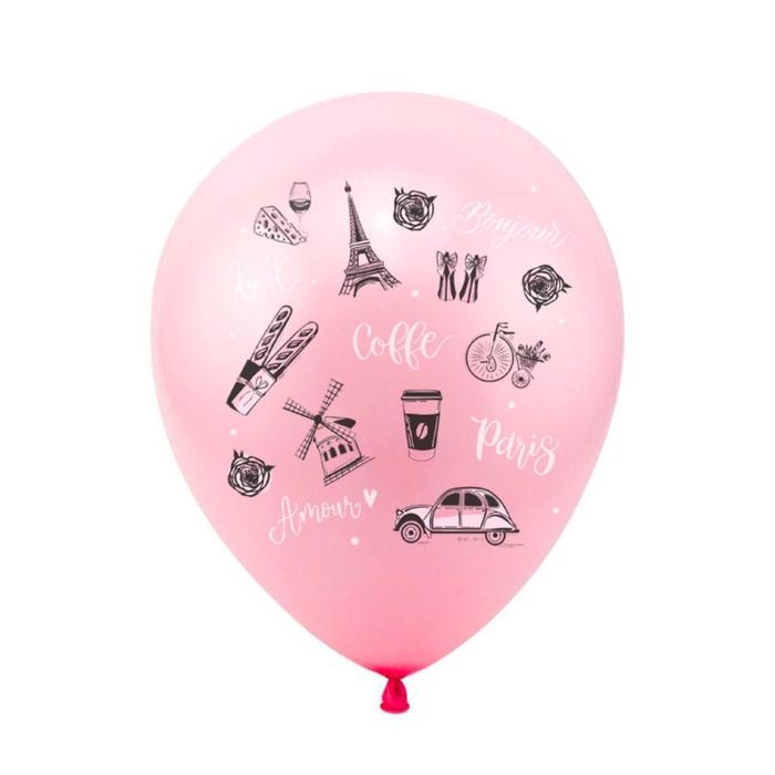Шар латексный 12" &laquo;С ДР! Париж&raquo;, пастель, 2-сторонний, набор 100 шт., МИКС
