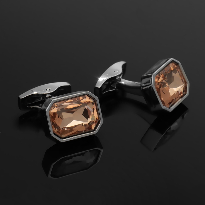 Запонки медные «Элегантность», цвет оранжевый в серебре Запонки медные «Элегантность», цвет оранжевый в серебре