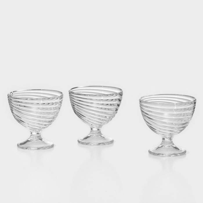 Набор стеклянных креманок для мороженого &laquo;Свирл&raquo;, 300 мл, 3 шт