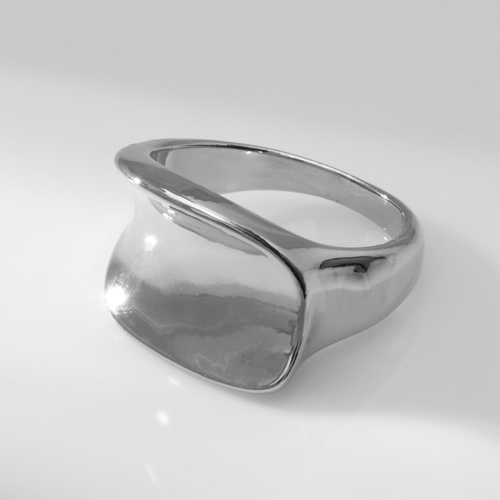 Кольцо металл &laquo;Тренд&raquo; вогнутый прямоугольник, цвет серебро, размер 17