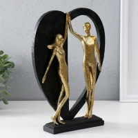 Сувенир полистоун "Влюблённые у большого сердца" золото с чёрным 20х4,5х27,5 см Сувенир полистоун "Влюблённые у большого сердца" золото с чёрным 20х4,5х27,5 см