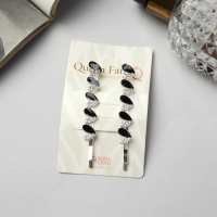 Невидимка для волос "Аннабелль" (набор 2 шт) сердце чёрный, 6,5 см, серебро Невидимка для волос "Аннабелль" (набор 2 шт) сердце чёрный, 6,5 см, серебро