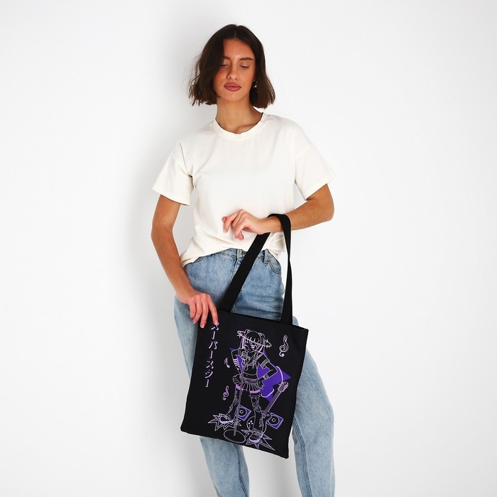 Шопер &laquo;Аниме&raquo; 35х0.5х40 см, отд без молнии, без подклада, чёрный