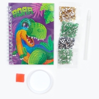 Алмазная мозаика с частичным заполнением для детей на блокноте &laquo;Дино&raquo;, 11 х 15 см, 48 листов
