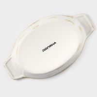 Форма для запекания из фарфора Доляна Organic Gold, 500 мл, 22&times;13&times;4,5 см, цвет белый