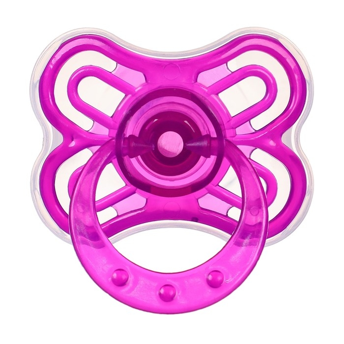 Соска - пустышка силиконовая классическая, от 6 мес., с колпачком + держатель &laquo;Мишка&raquo;, цвет фиолетовый