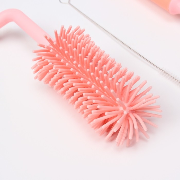 Набор ёршиков для бутылочек и сосок, 3 шт., цвет розовый