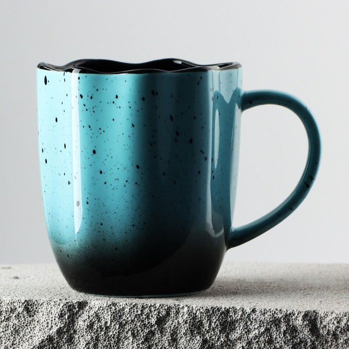 Кружка керамическая неровный край «Синяя», 350 мл, цвет синий Кружка керамическая неровный край «Синяя», 350 мл, цвет синий