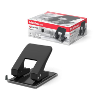 Дырокол до 40 листов ErichKrause Quadro, диаметр прокола 6 мм, расстояние между проколами 80 мм, чёрный