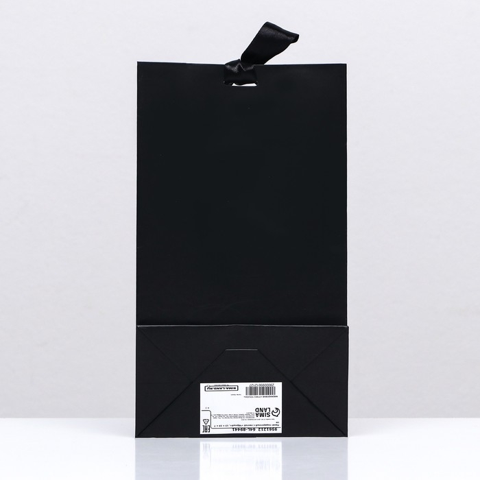 Пакет подарочный с лентой &laquo;Чёрный&raquo;, 13 &times; 23 &times; 7 см