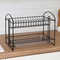 Сушилка для посуды с поддоном 2-х ярусная, разборная, 39,5&times;24&times;29,5 см, цвет черный