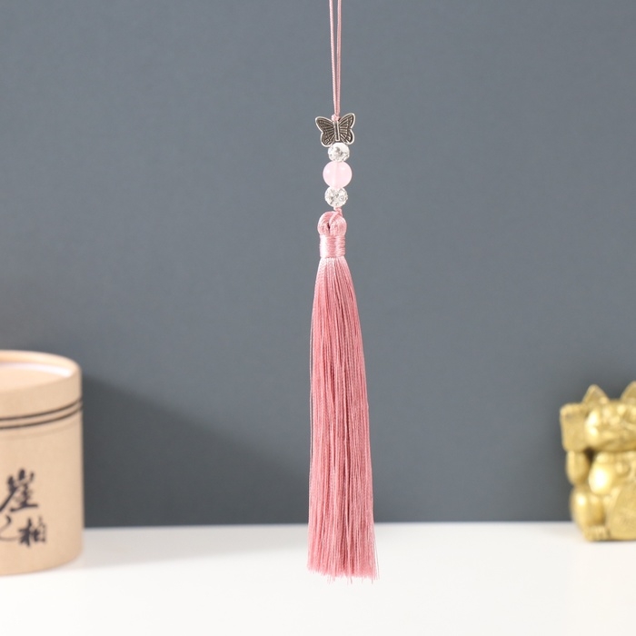 Подвеска текстиль, металл Подвеска текстиль, металл "Бабочка" пыльная роза 1х1,2х16,5 см