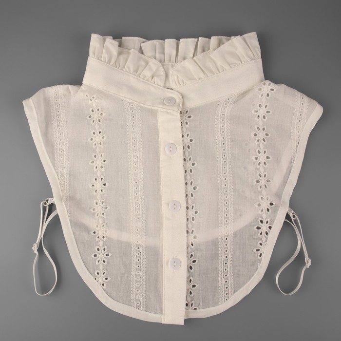 Воротник ложный стойка, ажурный, диаметр горловины = 46 см, 33 &times; 25,5 см, цвет айвори