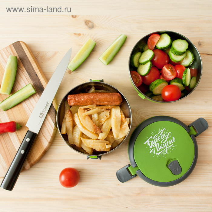 Ланч - бокс &laquo;Будет вкусно&raquo;, 2 отделения по 500 мл, 13х17 см, МИКС