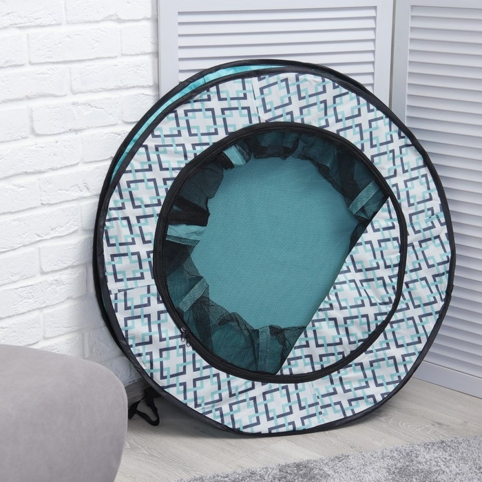 Вольер для животных, тентовый с узором, круглый, 90 х 55 см, голубой