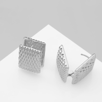 Серьги металл «Аккорд» орнамент, прямоугольник, цвет серебро Серьги металл «Аккорд» орнамент, прямоугольник, цвет серебро