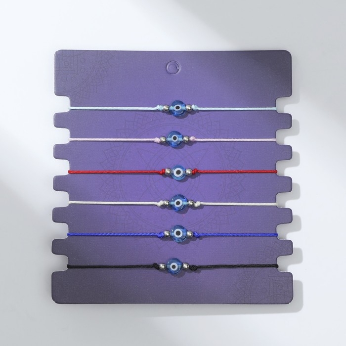 Браслет-оберег &laquo;Нить желаний&raquo; набор 6 шт., глазик, цветной