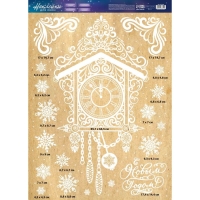 Наклейки новогодние на окна &laquo;Новогодние часы&raquo;, многоразовые, 50 х 70 см, Новый год