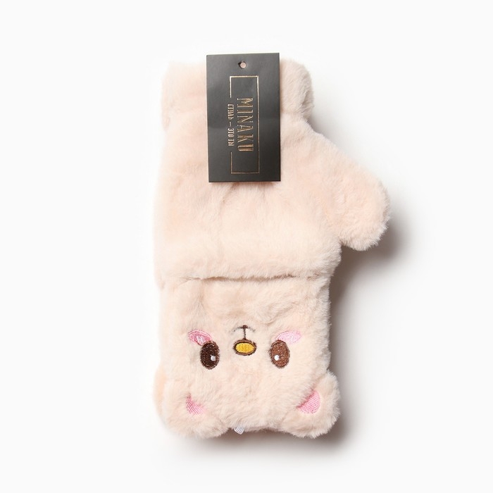 Варежки подростковые MINAKU Мишка 24 см бежевый Варежки подростковые MINAKU Мишка 24 см бежевый