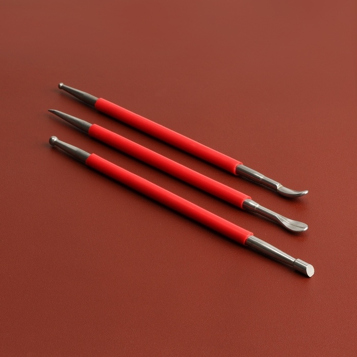 Набор двусторонних кардин для тиснения по коже, 3 шт, 16 см, цвет красный