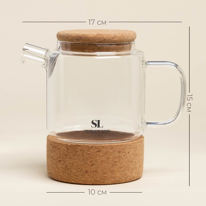 Чайник заварочный на пробковой подставке с крышкой "Алькорноке" 600 мл, 17х10х15 см